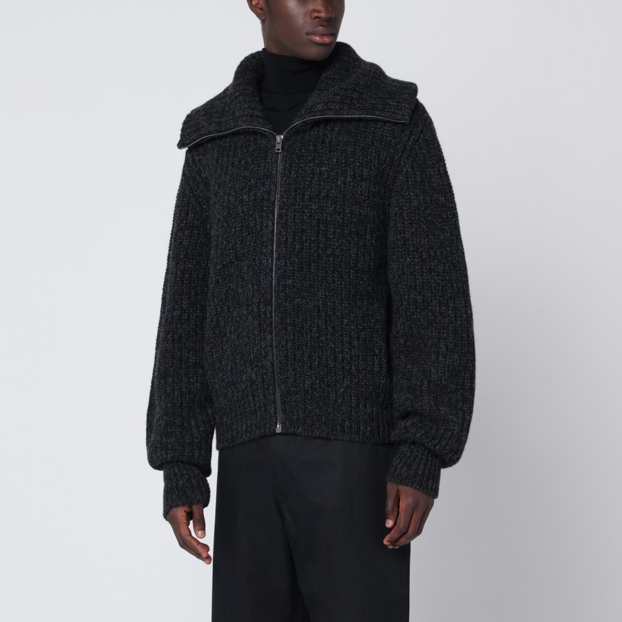 LEMAIRE Black/brown zip cardigan in alpaca blend | TheDoubleF