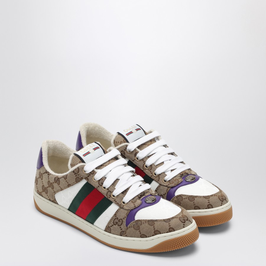 シューズ・サンダルその他 GUCCI Screener trainer in GG fabric and multicolour details GUCCI Screener trainer in GG fabric and purple leather