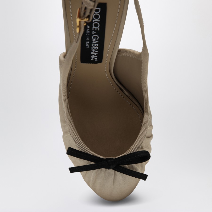 Dolce&Gabbana Cream satin high slingback | TheDoubleF
