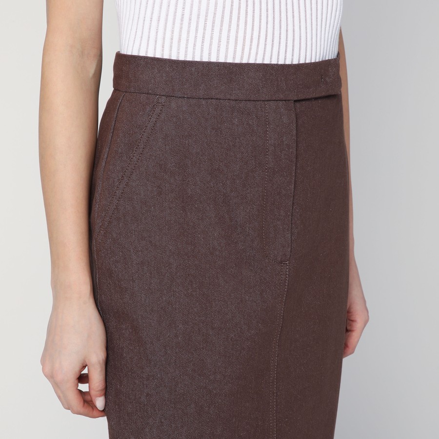 Max Mara Long brown skirt in denim effect | TheDoubleF