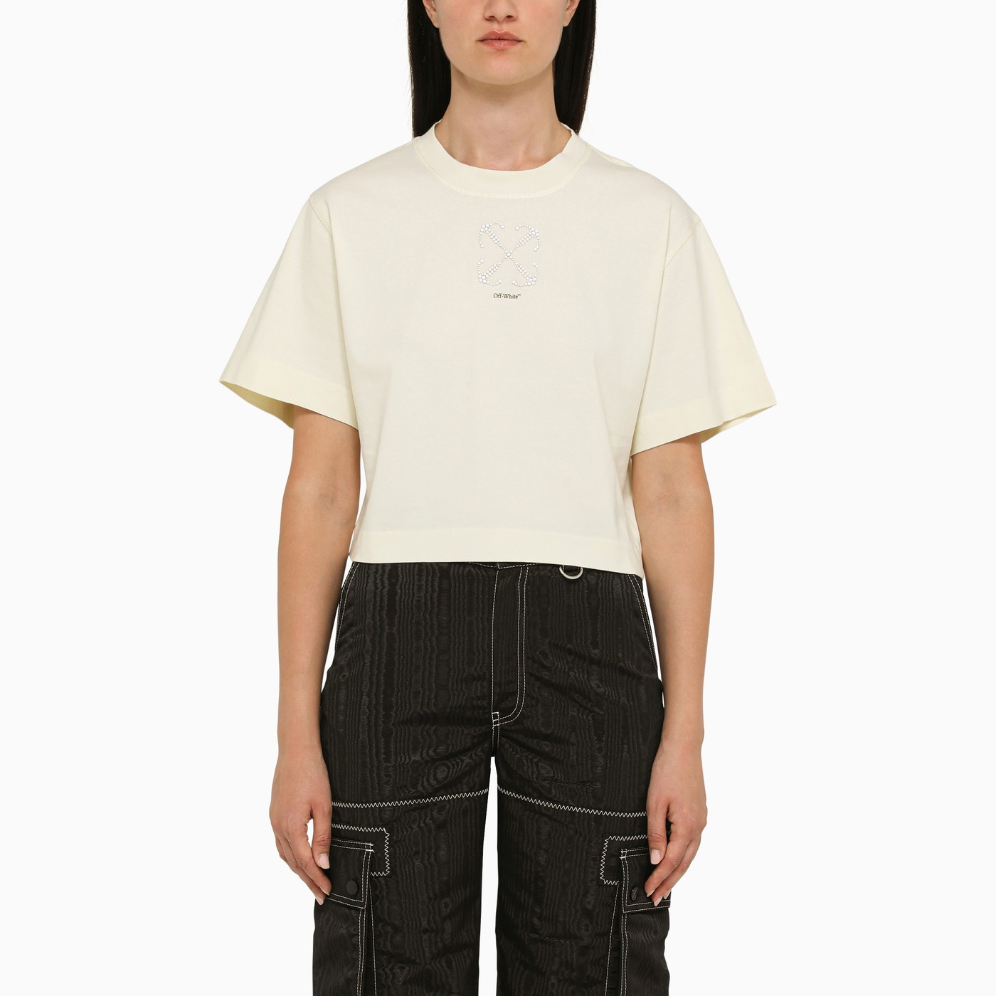 OffWhite™ Beige crewneck Tshirt with Arrows TheDoubleF
