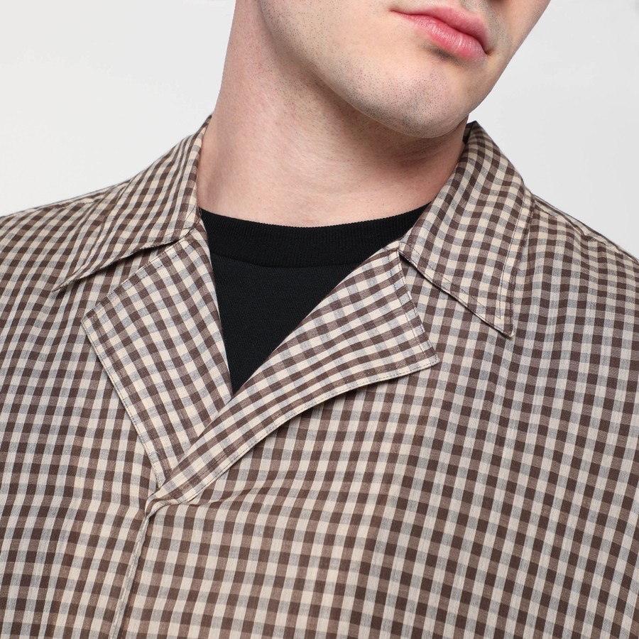 【ch】】AURALEE A22AC02WM Auralee Brown shirt with Vichy pattern | TheDoubleF