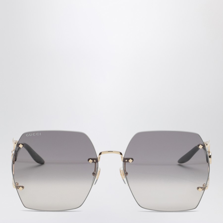 サングラス GUCCI GOLD AND BLACK HEXAGONAL SUNGLASSES GUCCI Gold and black hexagonal sunglasses | TheDoubleF