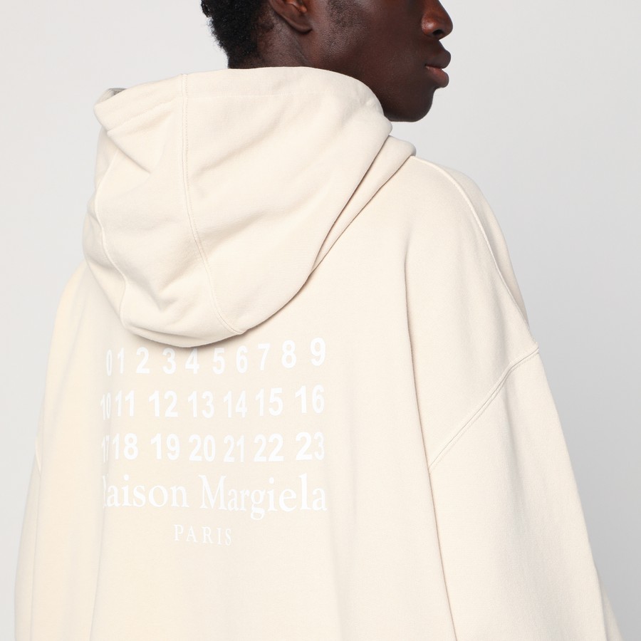Maison Margiela Oversized écru hoodie with Numeric logo