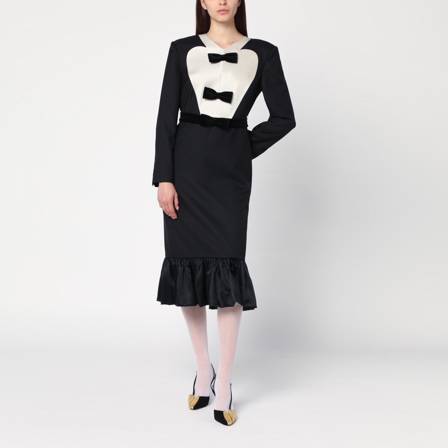 ワンピース Valentino Garavani Black Wool Blend Dress Valentino Black midi wool dress with bows | TheDoubleF