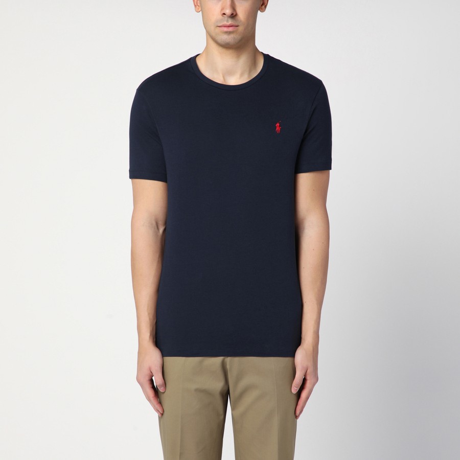 ★関税込み★ POLO RALPH LAUREN DARK BLUE COTTON T-SHIRT Polo Ralph Lauren Blue cotton T-shirt | TheDoubleF