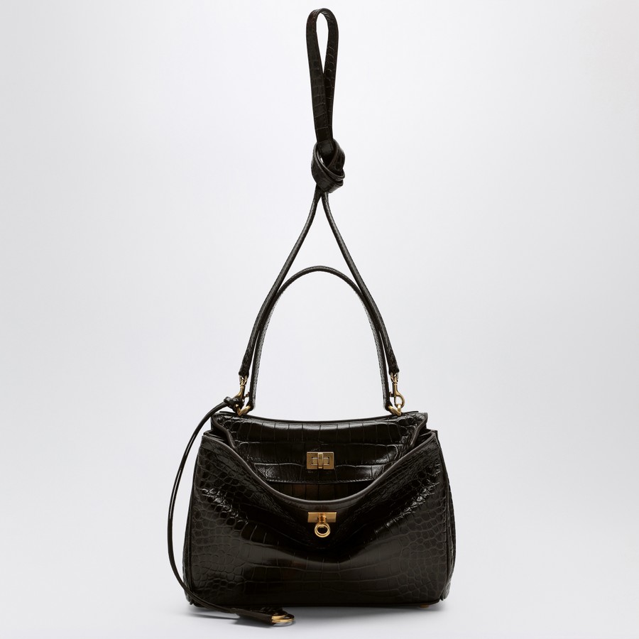 ショルダーバッグ・ポシェット BALENCIAGA SMALL RODEO BAG IN BROWN CROCODILE-EFFECT LEATHER Balenciaga Small Rodeo bag in brown crocodile-effect leather