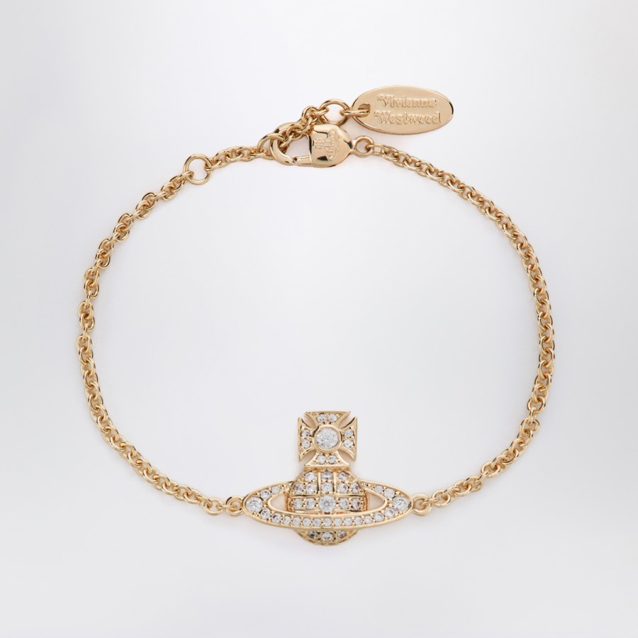 Vivienne Westwood Gold Orb logo bracelet with crystals | TheDoubleF