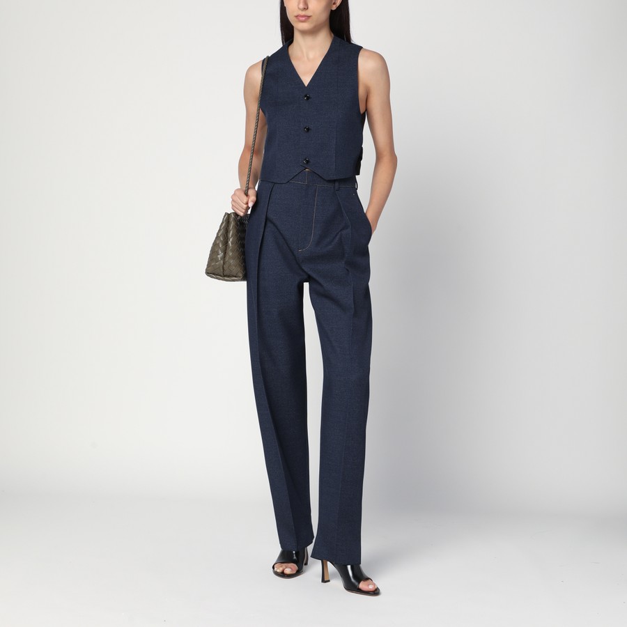 パンツ BOTTEGA VENETA Woman Pants Indigo 841539V5VQ0 4023 Bottega Veneta Dark indigo pants in wool blend | TheDoubleF