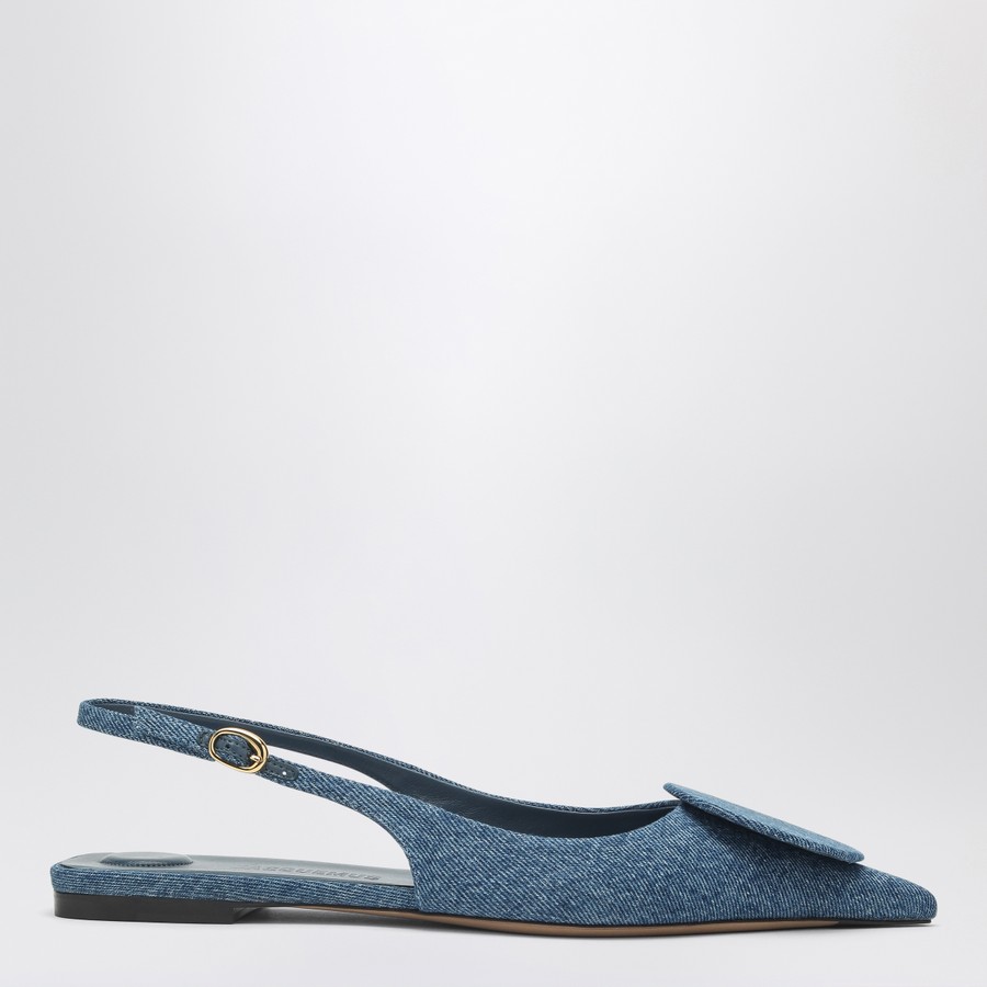 Jacquemus Duelo B デニムスリングバックパンプス 40mm JACQUEMUS Ballerina slingback Duelo Plates in denim | TheDoubleF