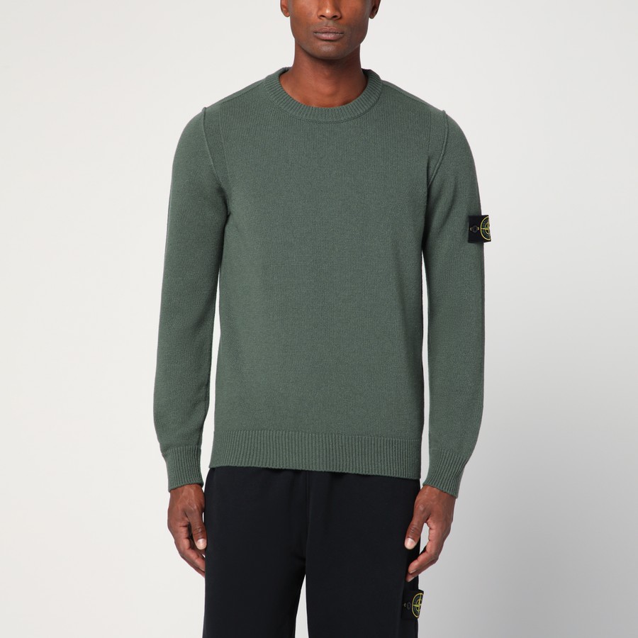 Maglione verde militare in misto lana