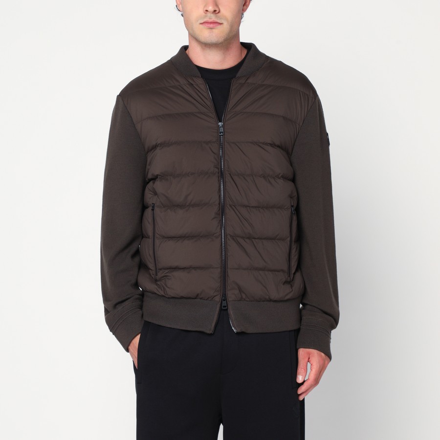 Moncler Cardigan with padded nylon knit sleeves | TheDoubleF