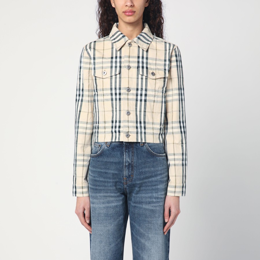 Burberry Check patterned cropped denim jacket | TheDoubleF