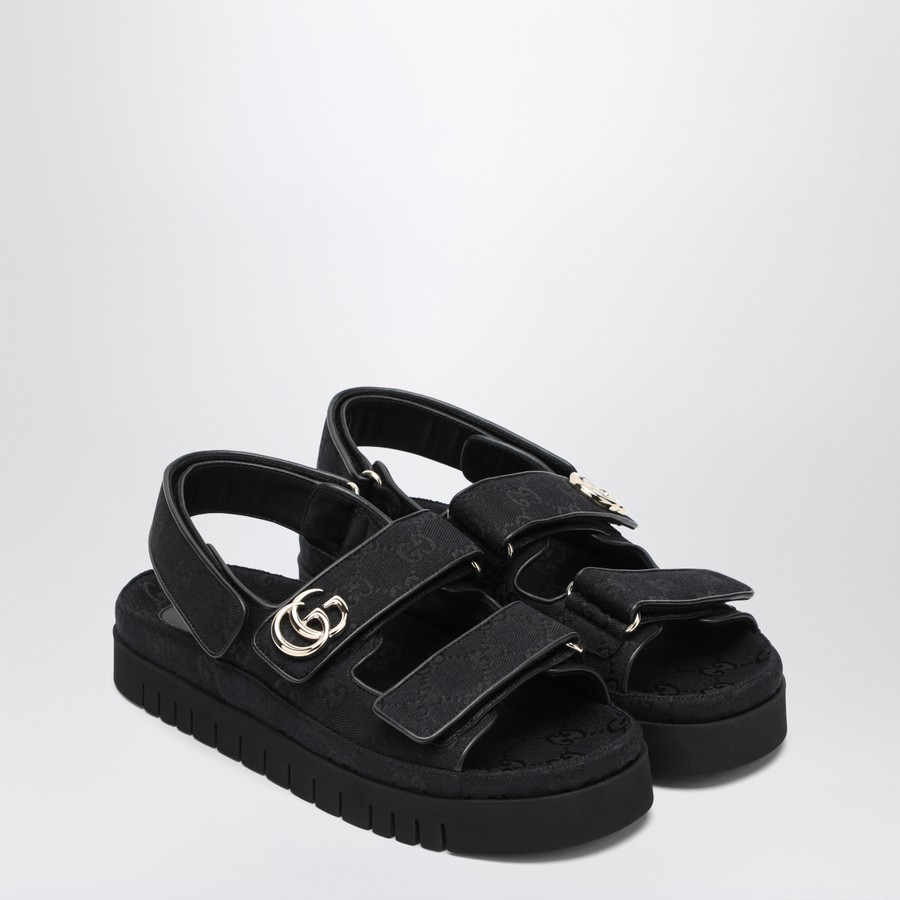 GUCCI Black GG fabric sandals with Double G | TheDoubleF
