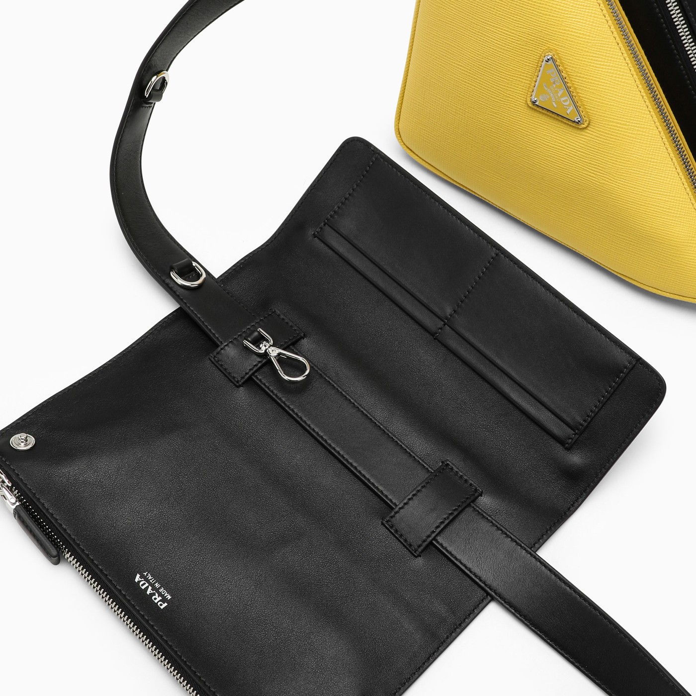 Prada Black and yellow Saffiano messenger bag TheDoubleF