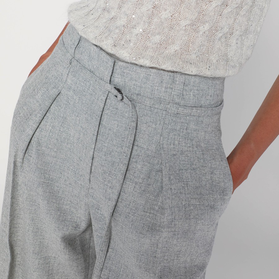 パンツ Brunello Cucinelli Wide Grey Trousers In Wool And Cashmere Brunello Cucinelli Wide grey trousers in wool and cashmere