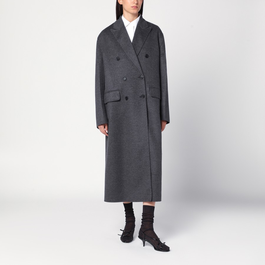 コート Prada Double-Breasted Coat In Double Cashwool Prada Grey double-breasted wool and cashmere coat | TheDoubleF