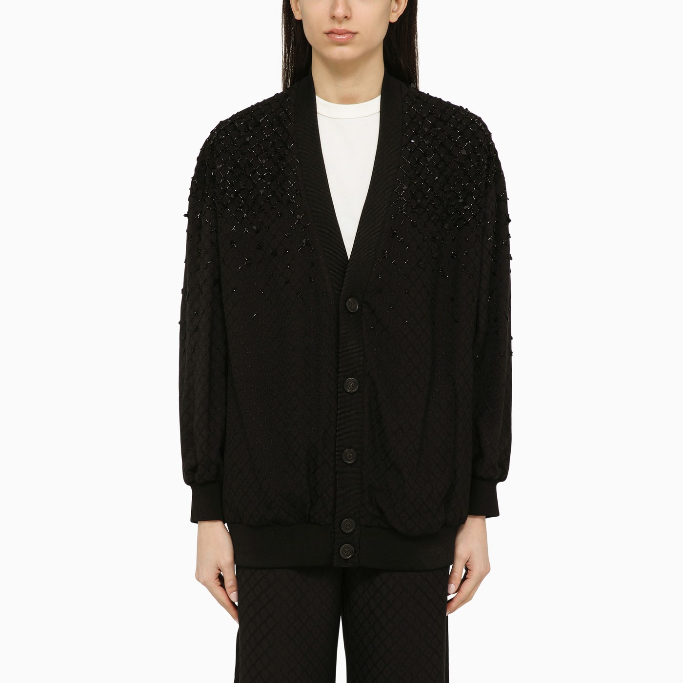 Golden Goose Black boxy cardigan with sequins | TheDoubleF