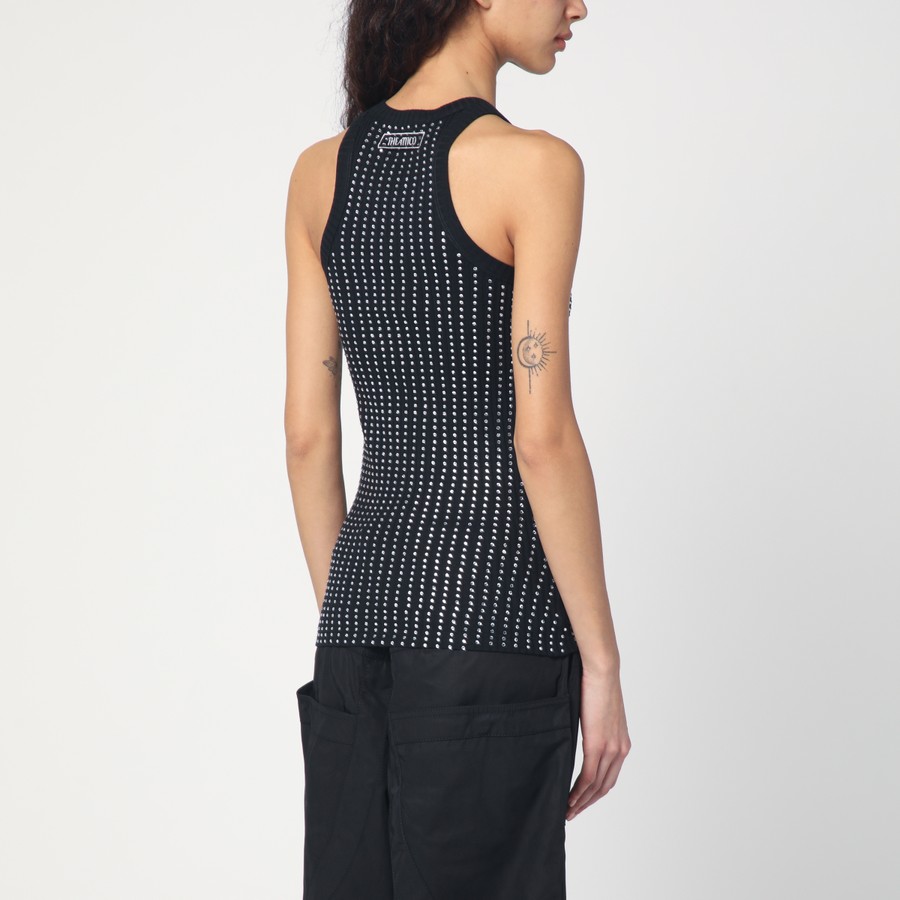 The Attico Black sleeveless cotton top with crystals