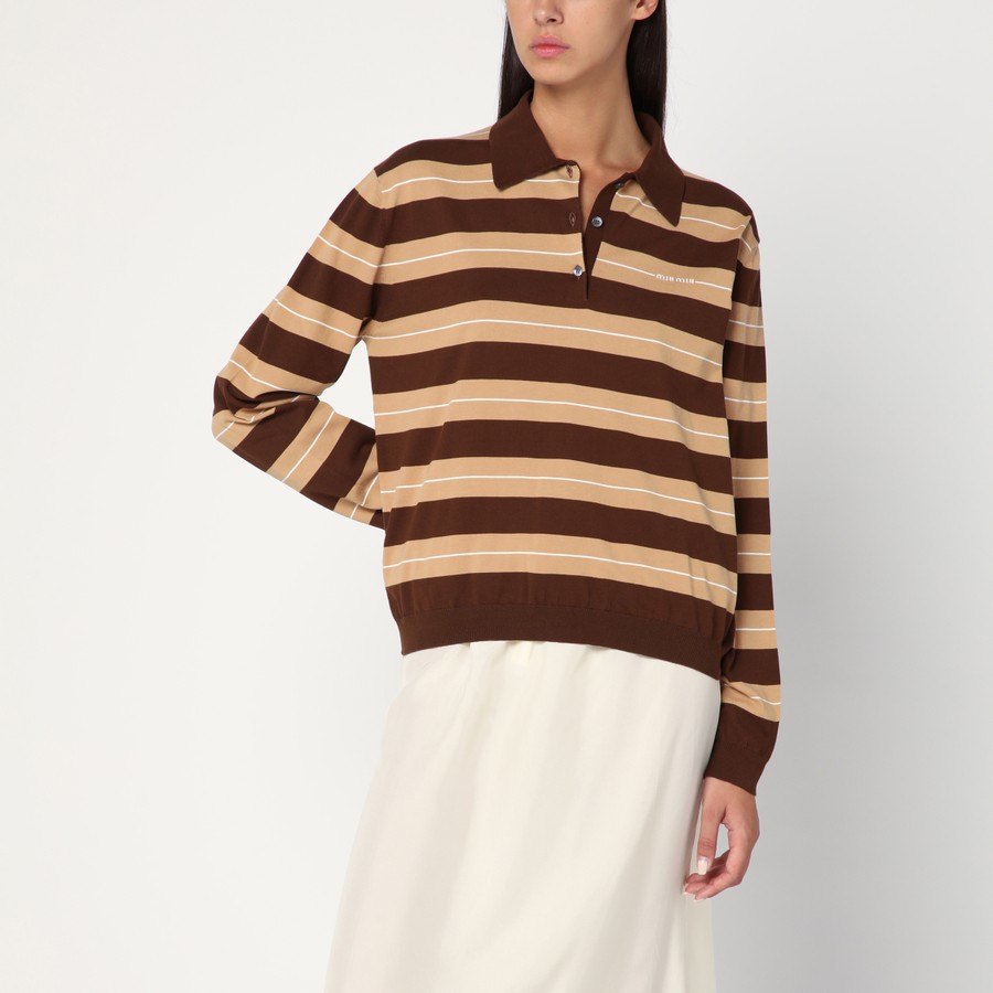 Miu Miu Long sleeve polo Cocoa/Caramel | TheDoubleF