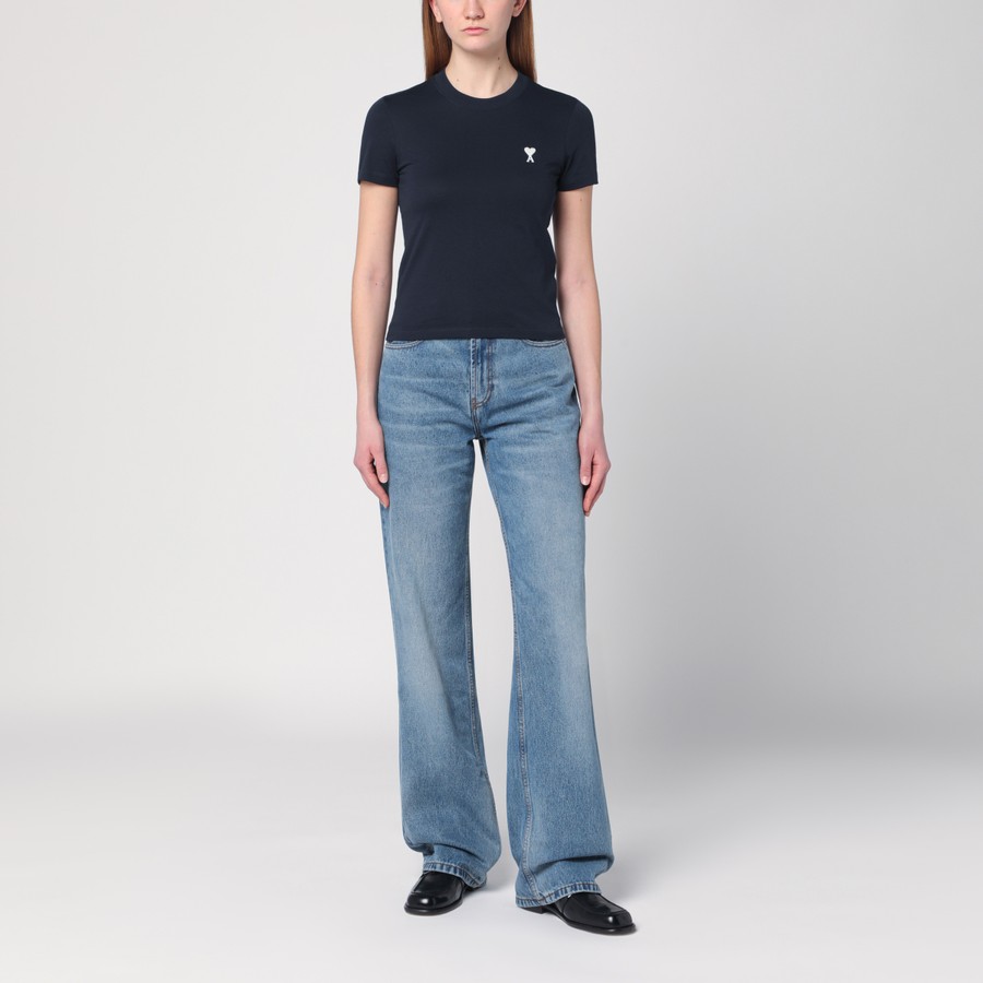 Ami Paris Midnight blue Ami de Coeur cropped T-shirt