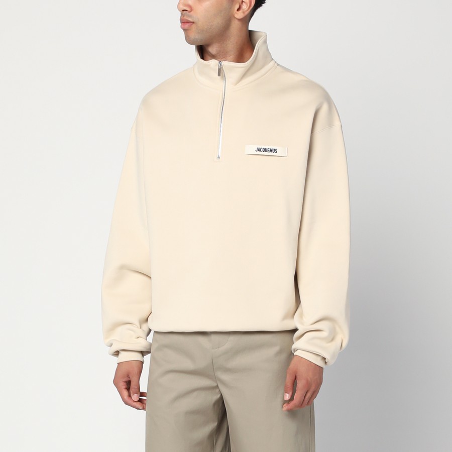 JACQUEMUS Sweat zippé beige en coton TheDoubleF
