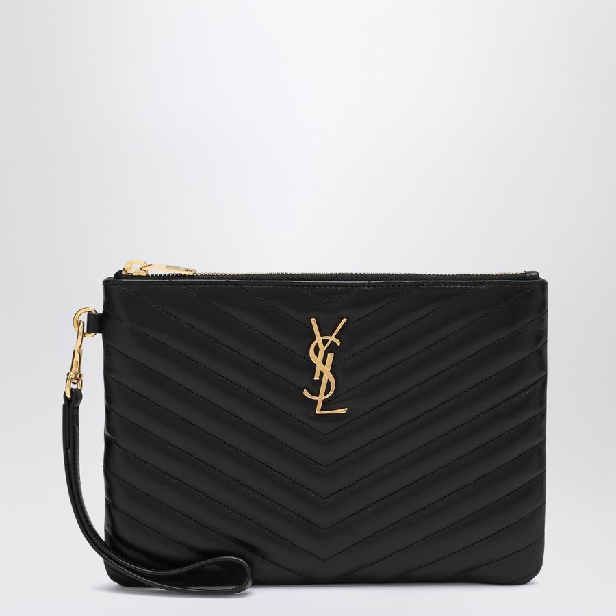 【関税&送料込】Saint Laurent Black Cassandre Clutch In Mate Cassandre matelassé leather clutch in black - Saint Laurent