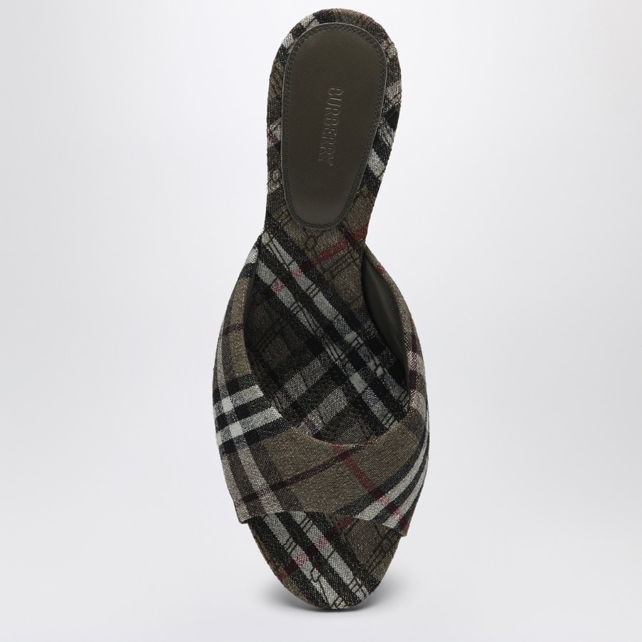 サンダル・ミュール BURBERRY MEWS MULE WITH CHECK PATTERN Check Mews High Mules​ in Alabaster - Women | Burberry® Official
