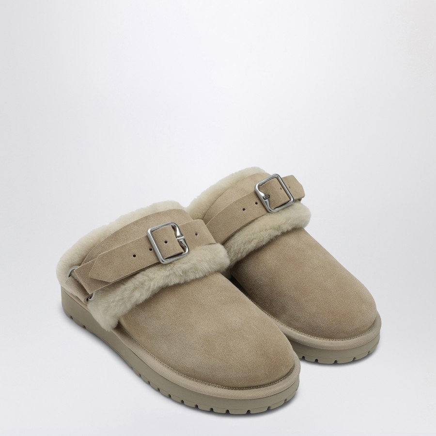 Burberry Chubby mule in suede and beige shearling | TheDoubleF
