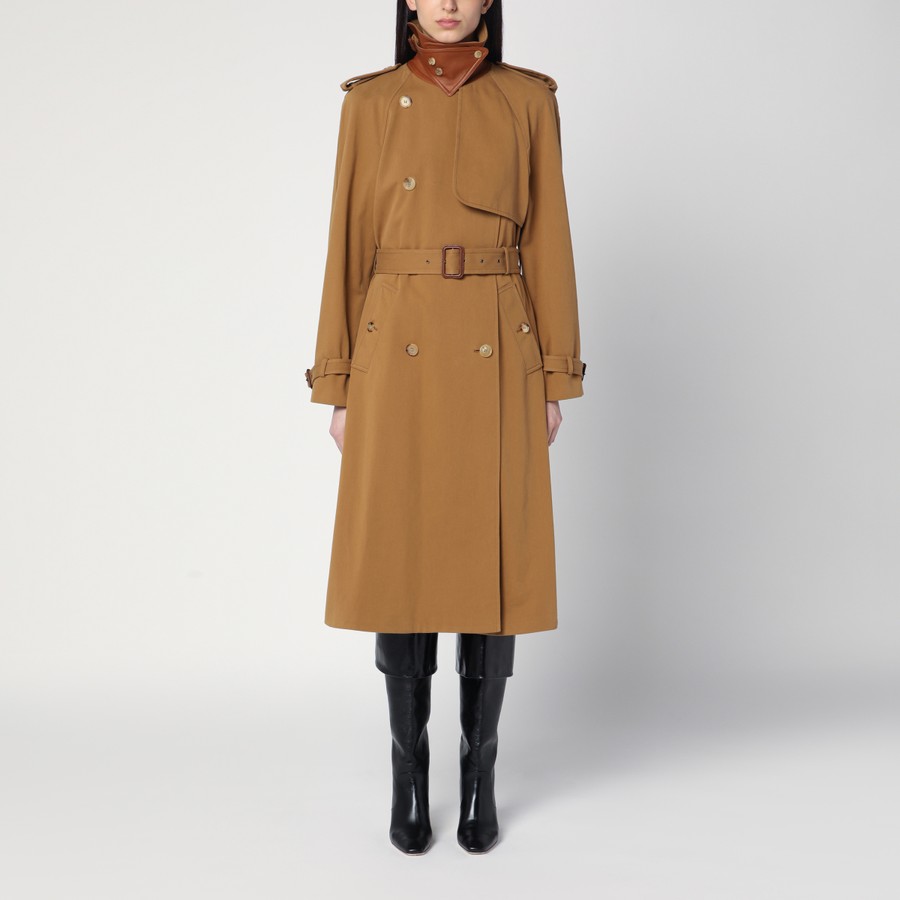 Chloé Long water-repellent beige trench coat in cotton