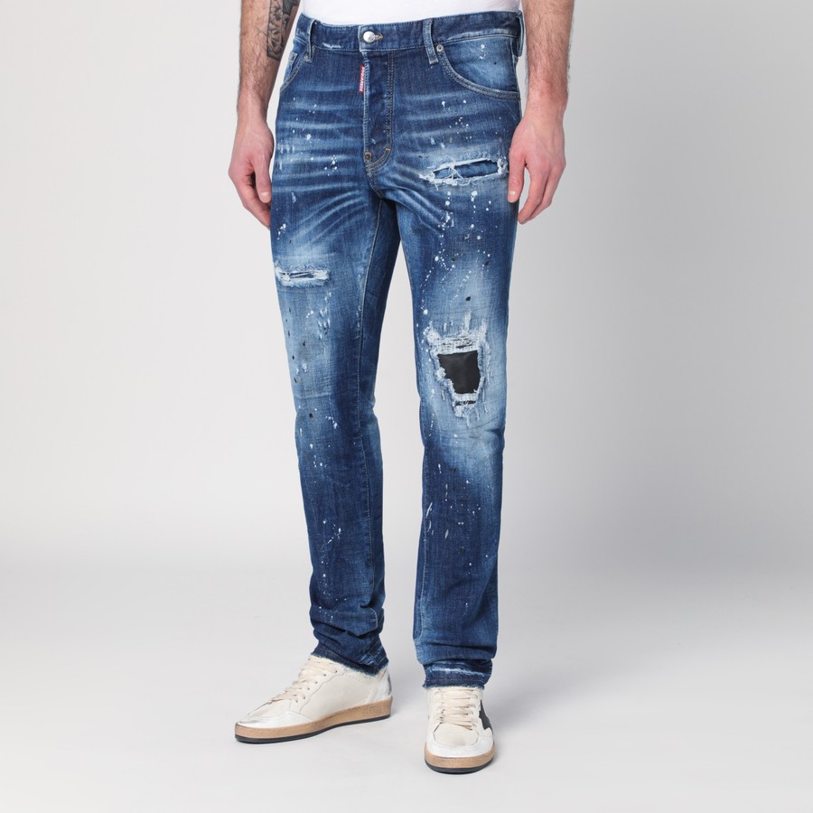 Dsquared2 Faded blue jeans with rips and splashes | TheDoubleF