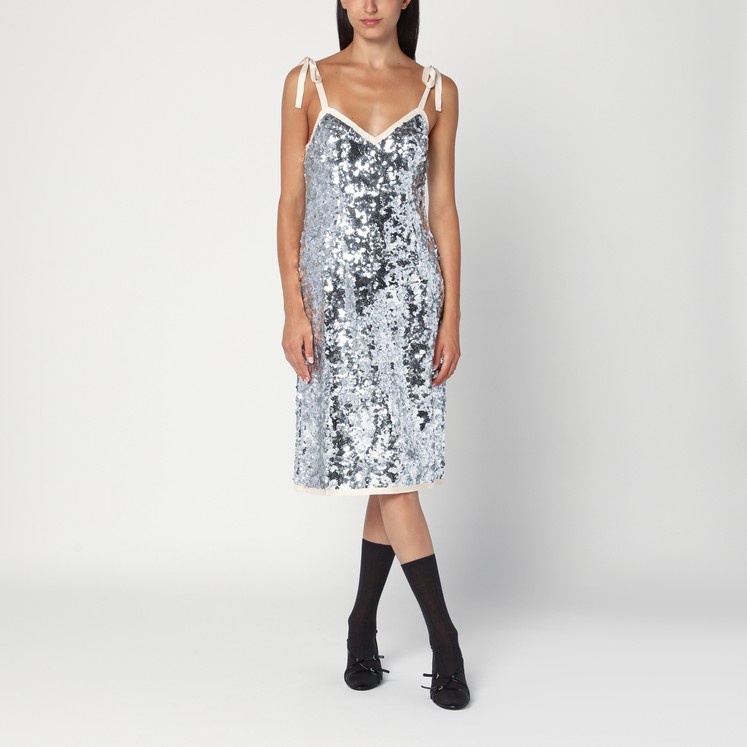 PRADA｜DRESSES (33560 XS231 10Z0 F0009) White Ribbed knit jersey dress | PRADA