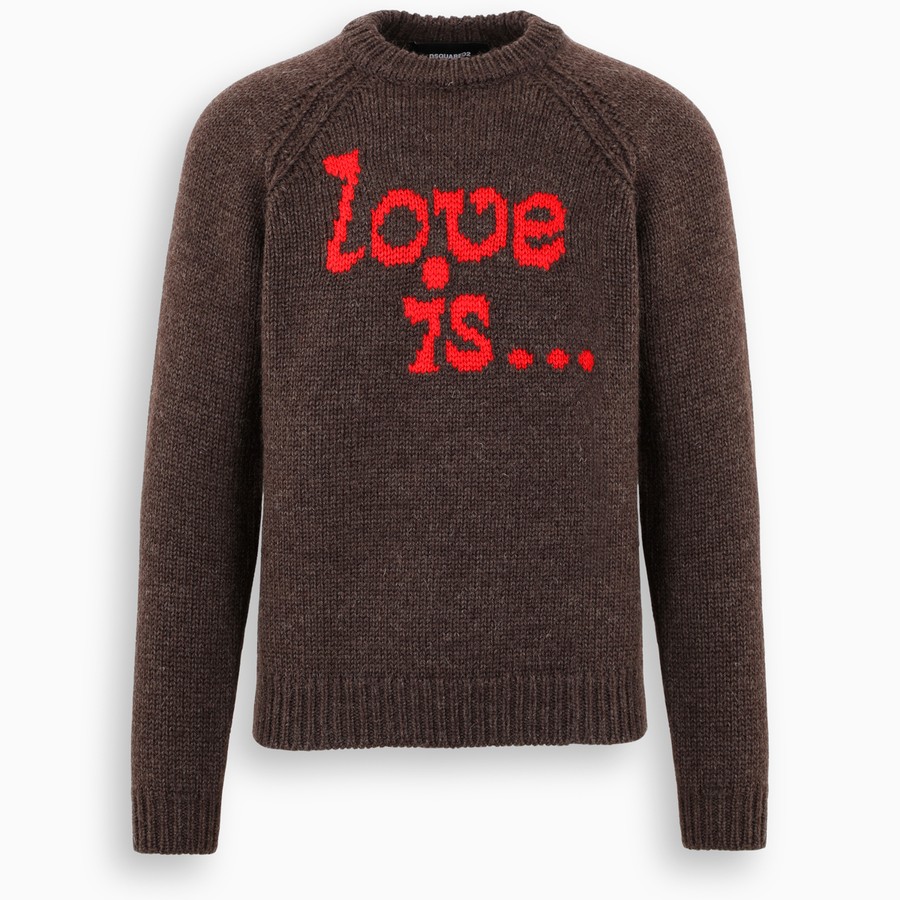 Dsquared2 Brown Love Is... Man Knit Sweater In Brown