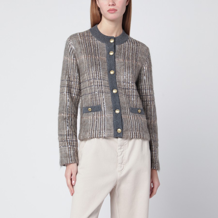 Brunello Cucinelli Jacquard cardigan with Dazzling Check