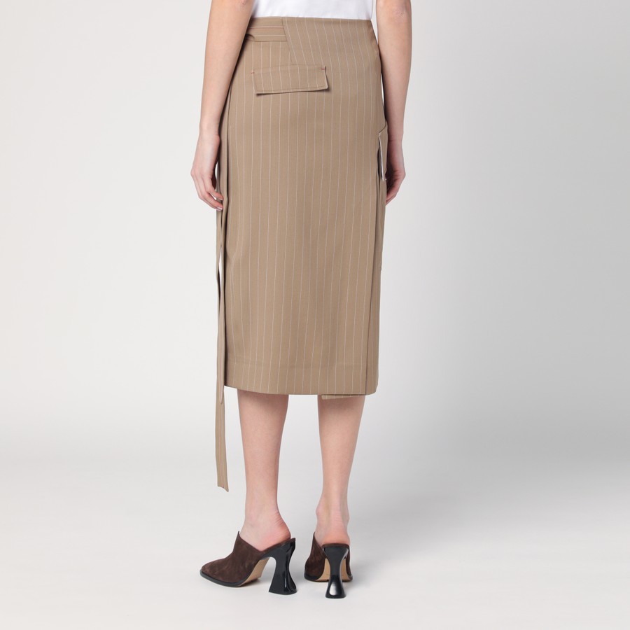 スカート Victoria Beckham Sand-coloured pinstriped wrap skirt Victoria Beckham Sand-coloured pinstriped wrap skirt
