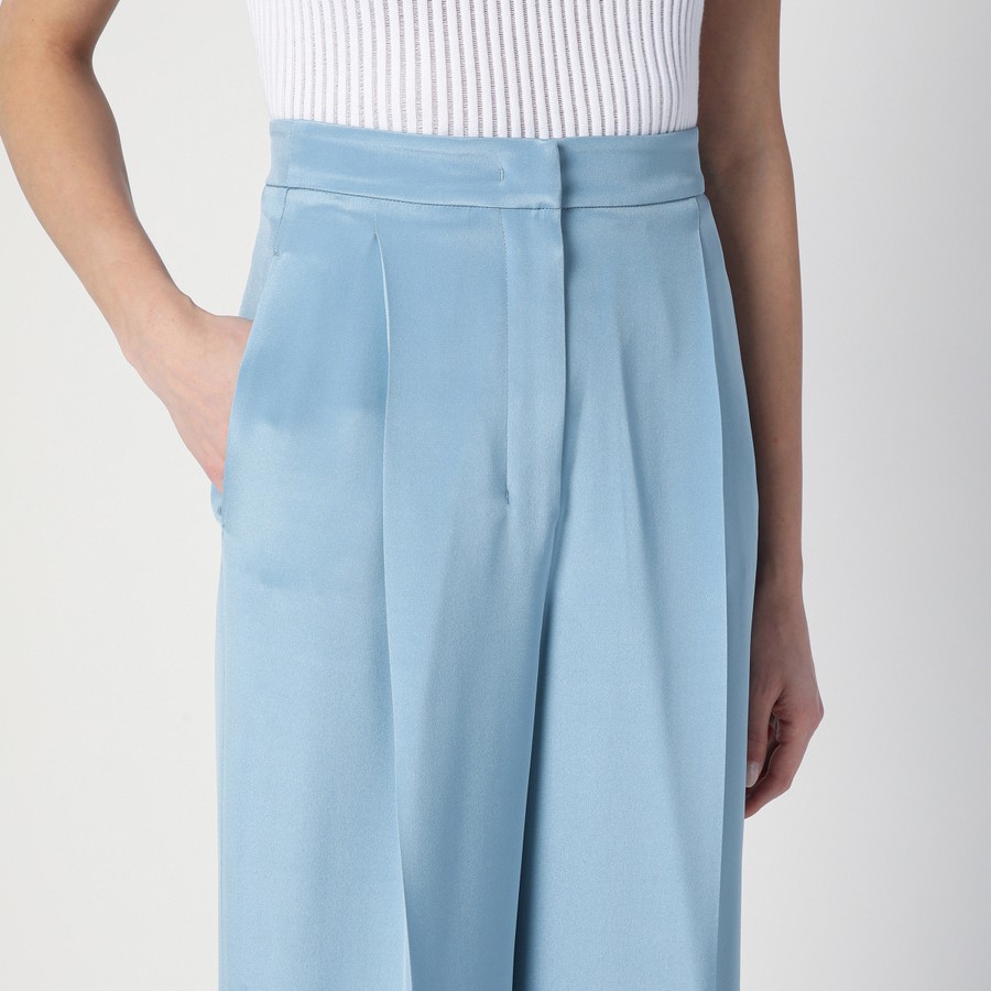 パンツ Max Mara Pianoforte Wide-Leg Sky Blue Trousers In Silk Max Mara Pianoforte Wide-leg sky blue trousers in silk