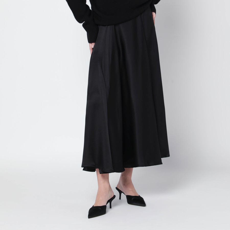 ANINE BING Black Christina silk-blend midi skirt | TheDoubleF
