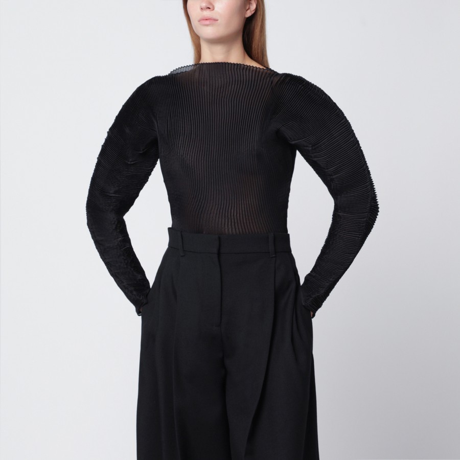 Róhe Black pleated sculptural top TheDoubleF