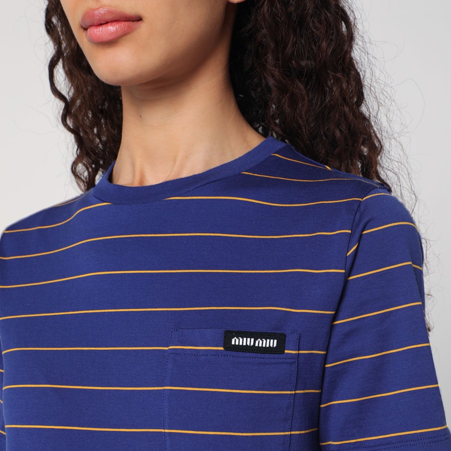 Tシャツ・カットソー MIU MIU MJT694_1464_F0018 GARMENT DYED RIBBED KNIT TOPD Natural Garment-dyed Ribbed Knit Jersey Top | Miu Miu