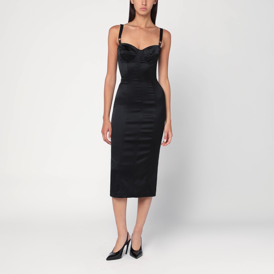 ワンピース DOLCE&GABBANA BLACK SATIN BUSTIER DRESS Black Satin bustier midi dress | DOLCE&GABBANA | NET-A-PORTER