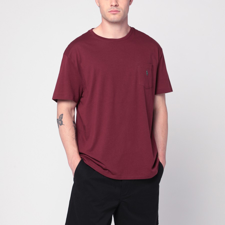 【関税&送料込】Polo Ralph Lauren Wine Red Cotton T-Shirt Cl Polo Ralph Lauren Wine red cotton T-shirt Classic-Fit