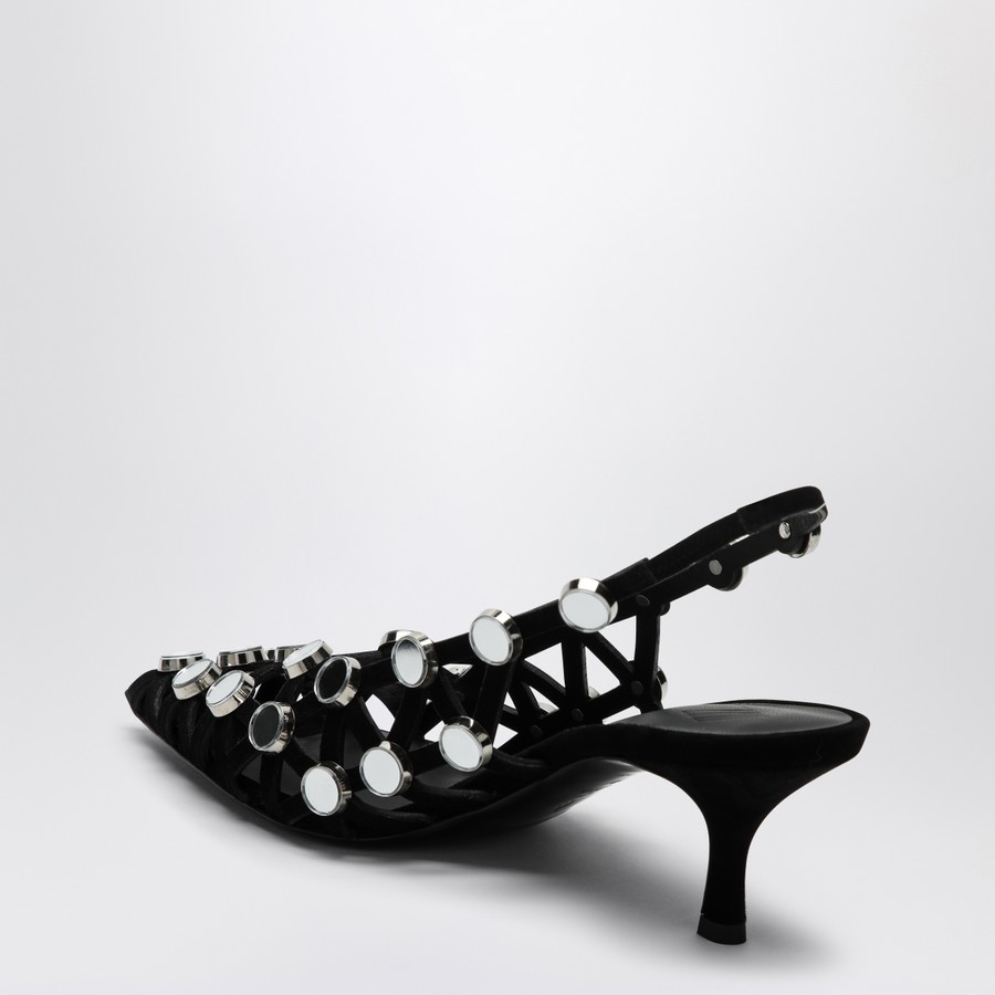 VIP【関税送料無料】希少 The Attico Grid flat shoes The Attico Black Grid Slingback | TheDoubleF
