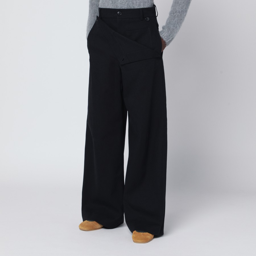 パンツ Dries Van Noten black wide tuck pants Dries Van Noten Wide black cotton trousers | TheDoubleF