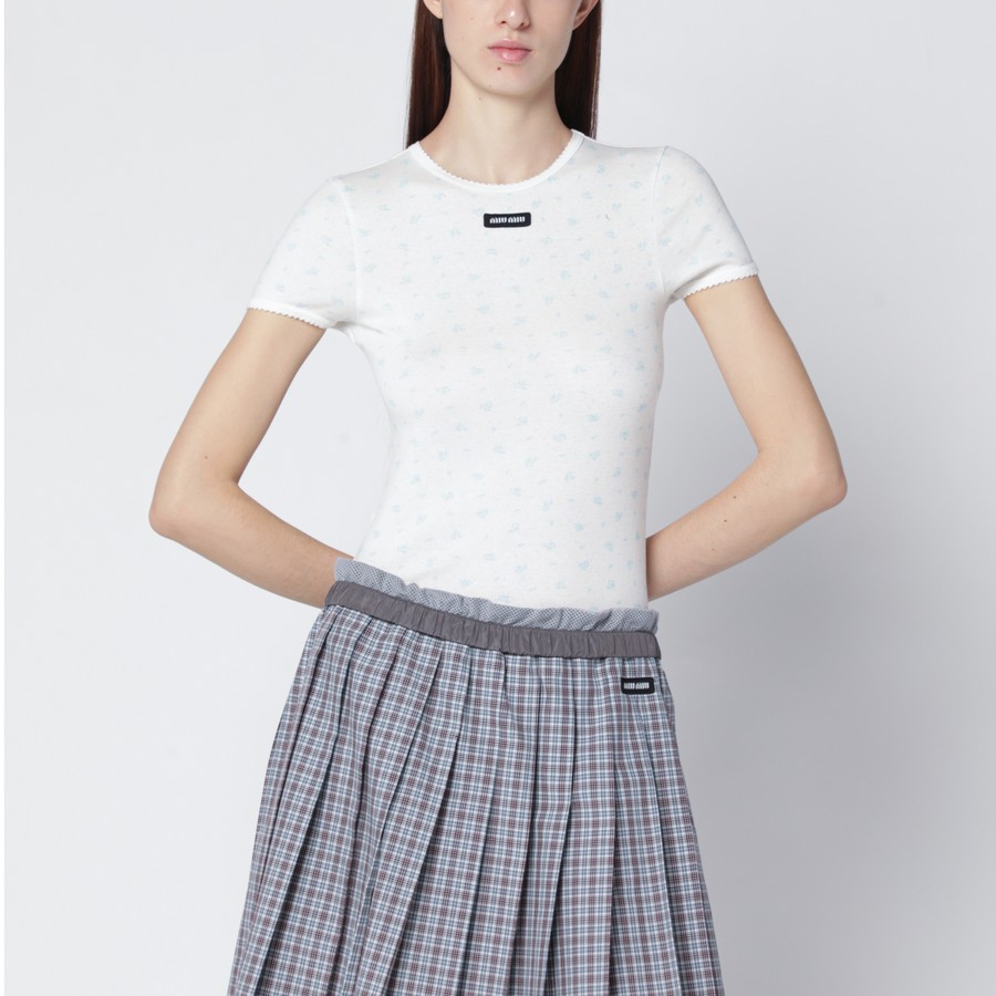 スカート MIU MIU Flowers Skirt 38 Floral poplin and jersey midi skirt in multicoloured - Miu Miu