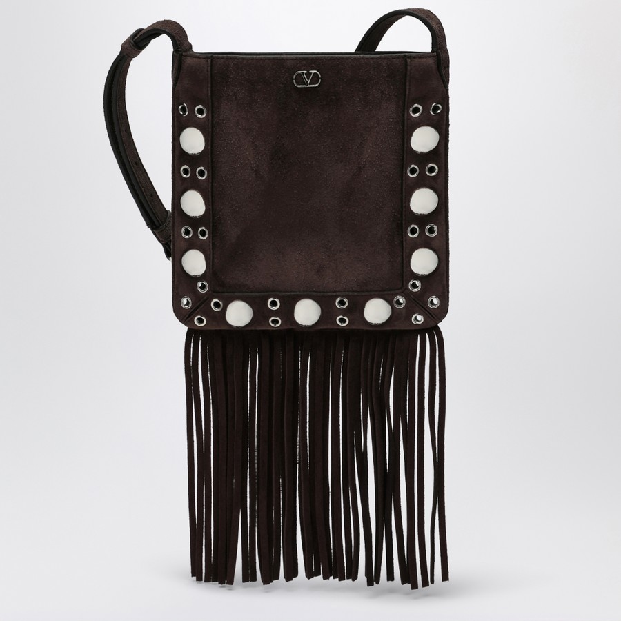 Valentino Garavani Nellcôte brown suede bag with fringes and