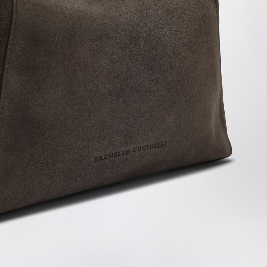 バッグ・カバンその他 Brunello Cucinelli Brown Suede Bag with Monile BC Duo Mini Monili suede tote bag in brown - Brunello