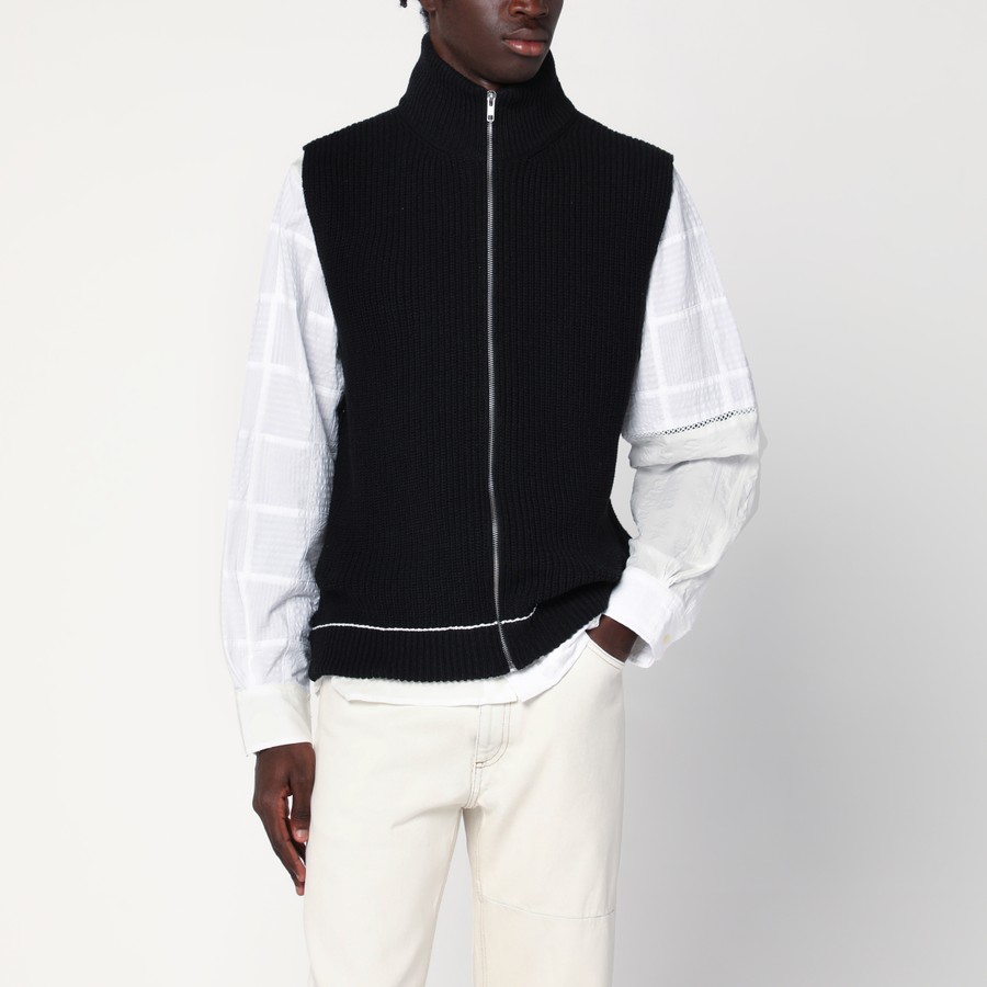 MM6 Maison Margiela Vest with zip black in cotton blend