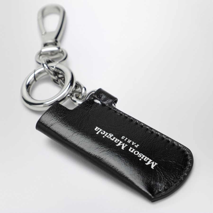 Maison Margiela Black leather key holder with logo | TheDoubleF