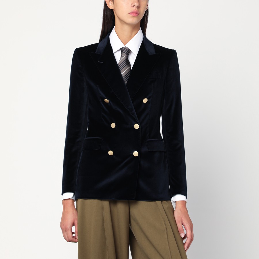 ボトムスその他 Tagliatore Paris Double Breasted Jacket In Blue Cotton Tagliatore Paris Double Breasted Jacket In Blue Cotton Blue