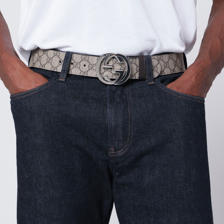 GUCCI Cintura in tessuto GG Supreme con fibbia GG TheDoubleF